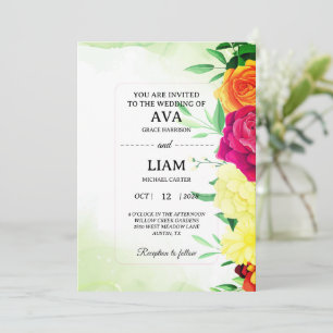 Sage Green Floral Wedding Invitation