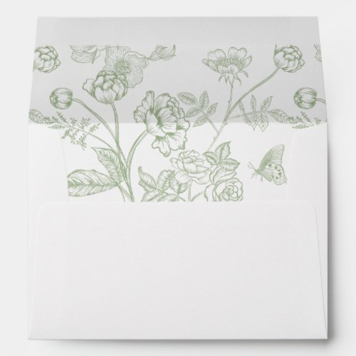 Sage Green Floral Wedding Invitation Envelope