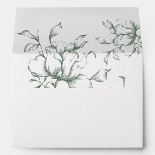 Sage Green Floral Wedding Invitation Envelope