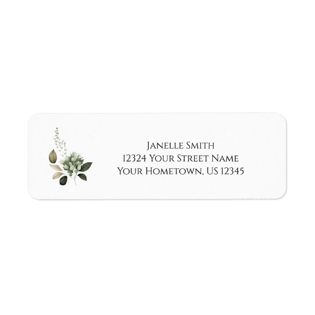 Sage Green Floral Wedding | Label (Front)