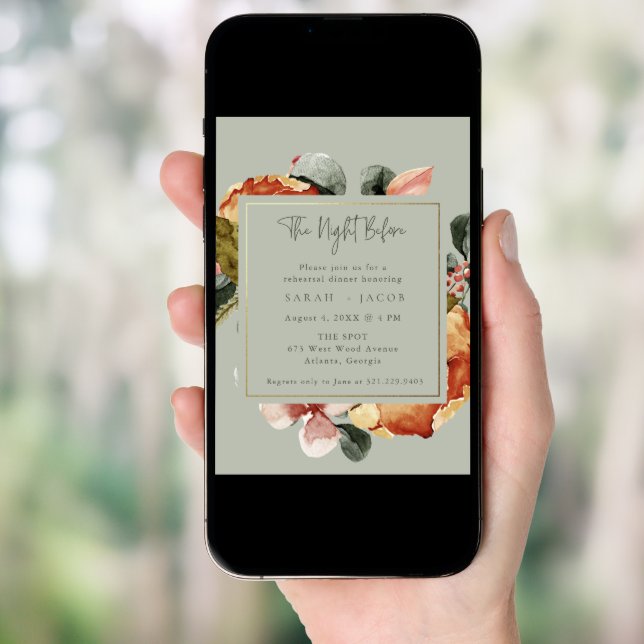 Sage Green Floral Wedding Rehearsal Dinner Invitation (Front Digital)