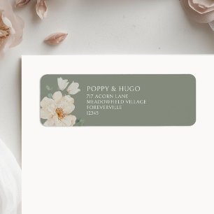 Sage Green Floral Wedding Return Address Label