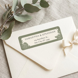 Sage Green Floral Wedding Return Address Labels