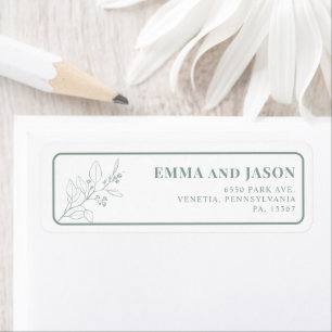 Sage Green Floral Wedding return address labels