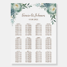 Sage Green Floral Wedding Seating Chart Foam Board