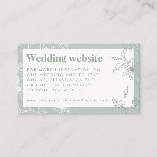 Sage Green Floral Wedding Website RSVP QR Card