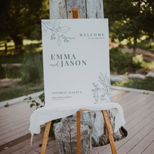 Sage Green Floral Wedding Welcome sign (Creator Uploaded)
