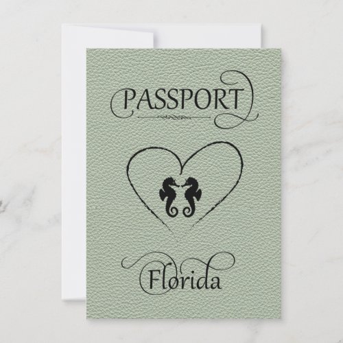 Sage Green Florida Passport Save the Date Card