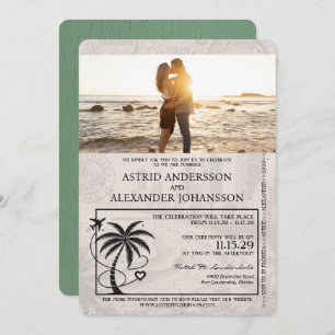 Sage Green Florida Passport Wedding Invitation