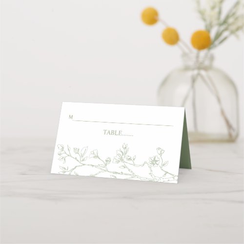 Sage green flower arrangement wedding place card