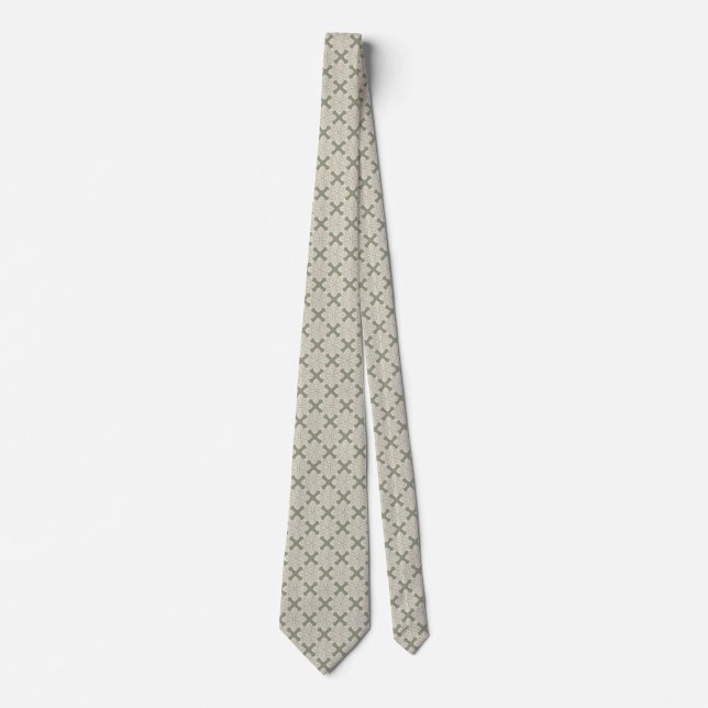 Sage Green Flower Design Neck Tie (Front)