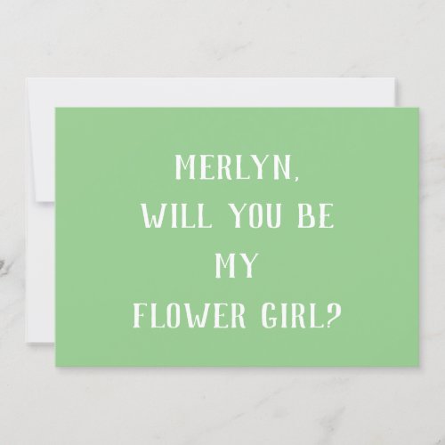 Sage Green Flower Girl Minimal Wedding Trendy Cool Invitation