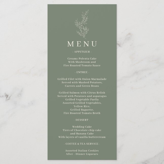 Sage Green Flower Ivy Line Menu