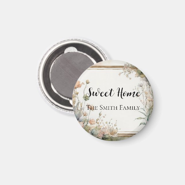sage green flower - text personalized magnet (Front/Back)