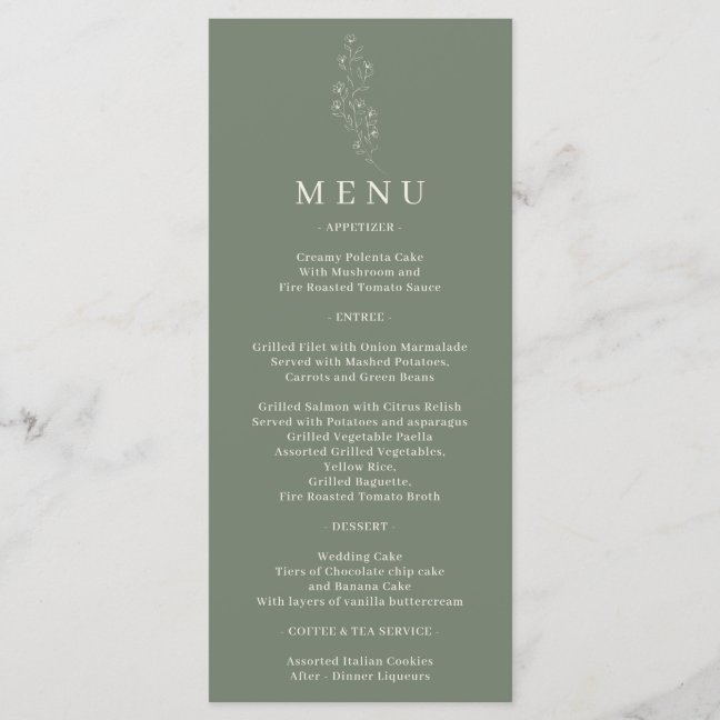 Sage Green Flower Tiny Design Line Menu