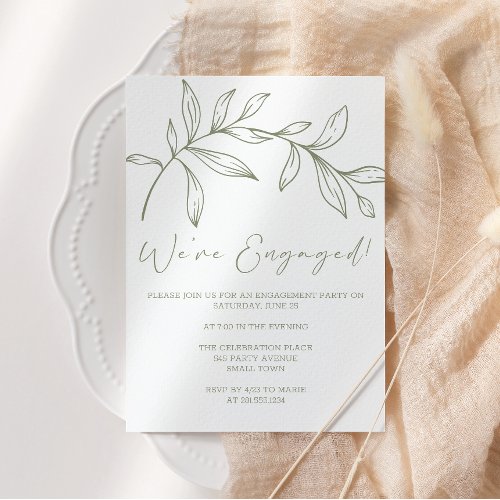 Sage Green Flowers Boho Engagement Party Invitation