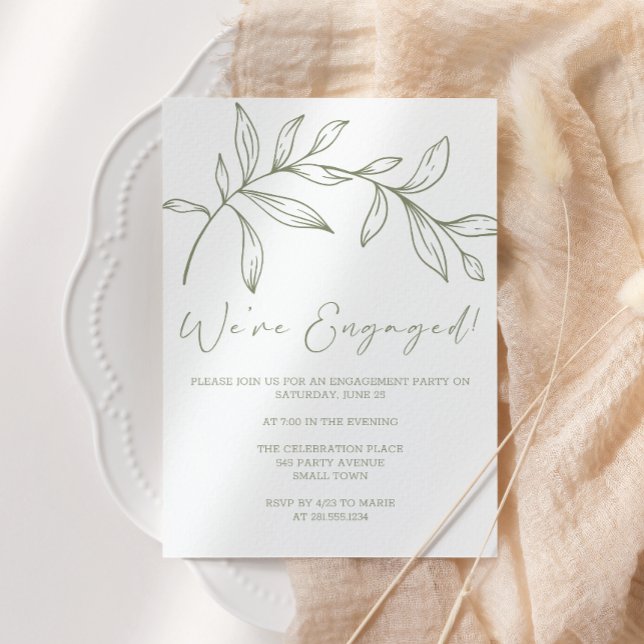 Sage Green Flowers Boho Engagement Party Invitation (Creator Uploaded)