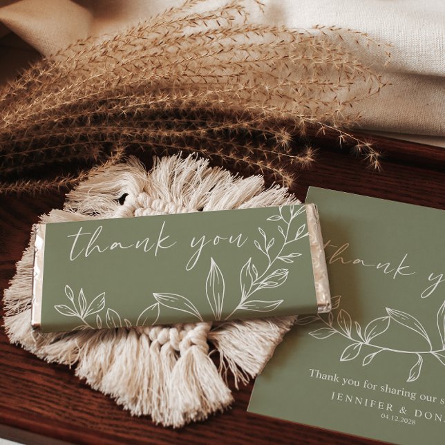 Sage Green Flowers Boho Wedding Hershey Bar Favors (Creator Uploaded)