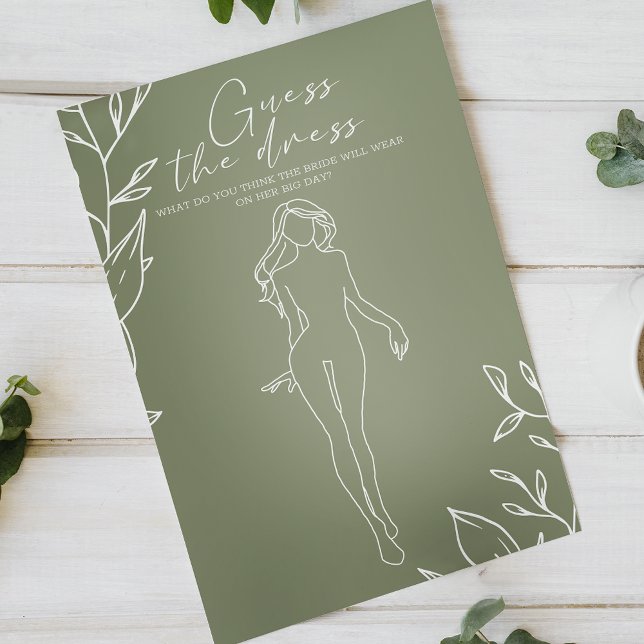 Sage Green Flowers Bridal Game Guess the Dress Flyer (Creator Uploaded)