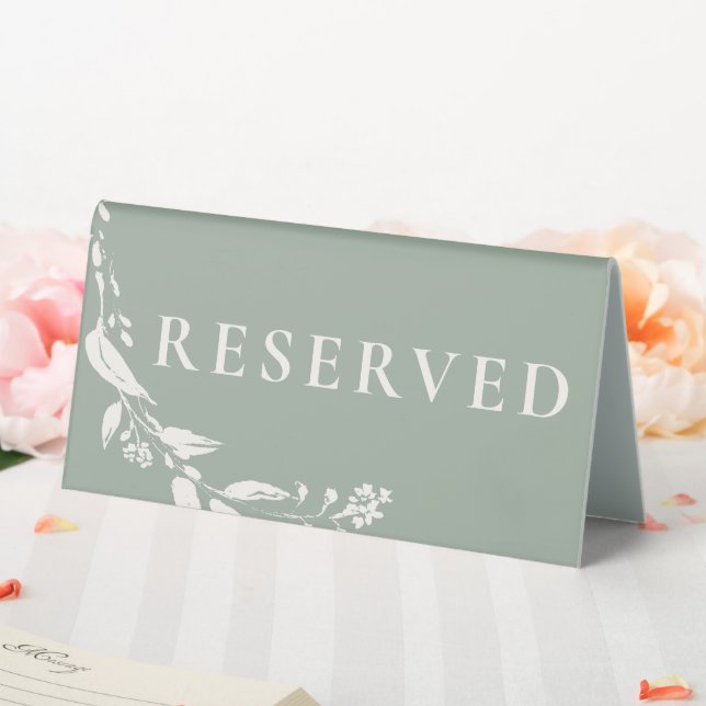 Sage Green Flowers Editable Reserved Wedding Table Tent (In SItu (Wedding))