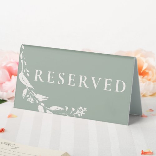 Sage Green Flowers Editable Reserved Wedding Table Tent Sign