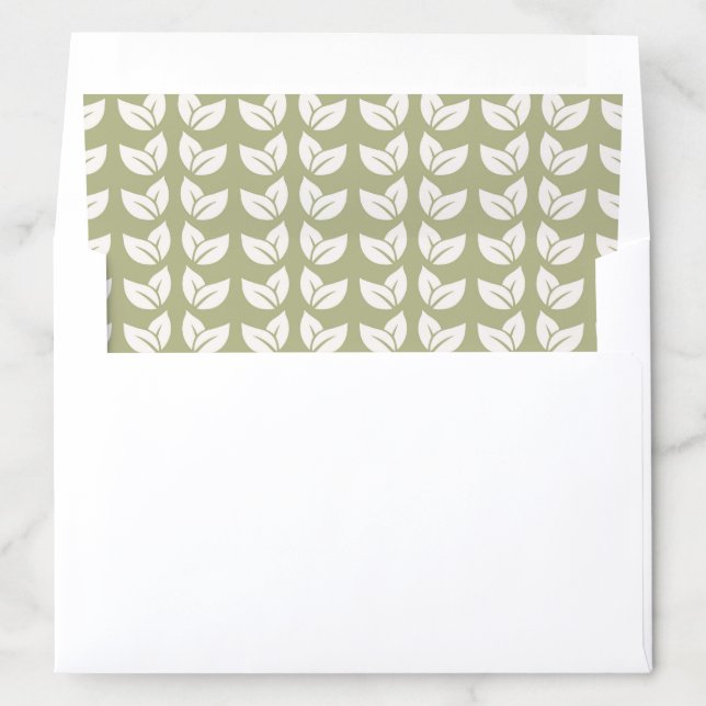 Sage Green Flowers Rustic Boho Bridal Envelope Liner (In Envelope)