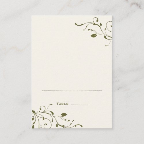 Sage Green Folded Place Cards Business Card