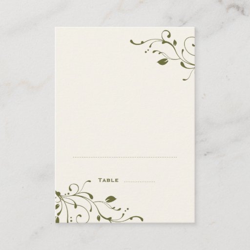 Customizable Sage Green Folded Place Cards Business Card