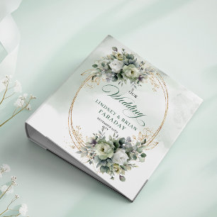Sage Green Foliage Botanical Wedding Memory Album 3 Ring Binder