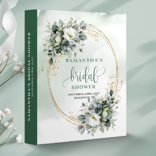 Sage Green Foliage Bridal Shower Memory Album 3 Ring Binder