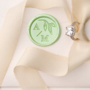 Sage Green Foliage Custom Wedding Monogram Wax Seal Stamp