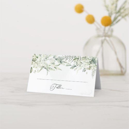 Sage Green Foliage Eucalyptus Botanical Wedding Place Card
