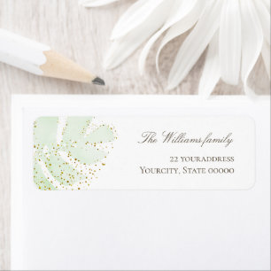 sage green foliage faux glitter label