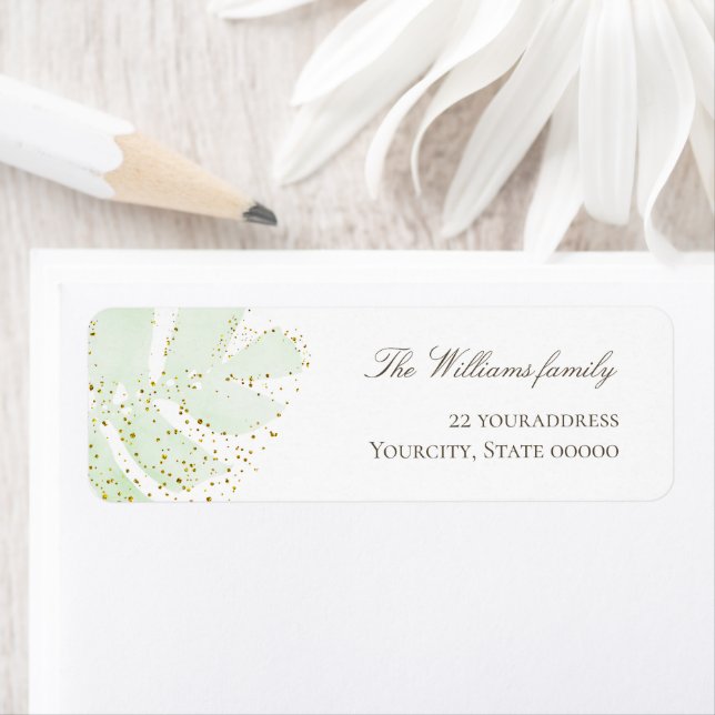sage green foliage faux glitter label (Insitu)