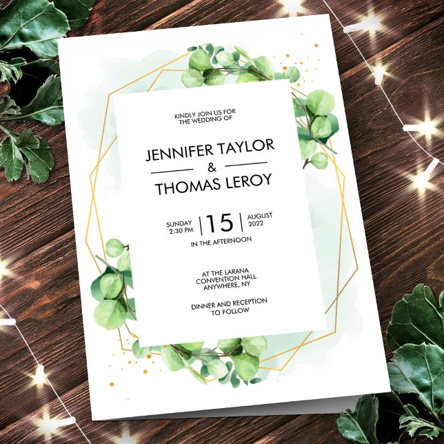 Sage Green Foliage Modern Elegant Rustic Wedding Invitation (Creator Uploaded)