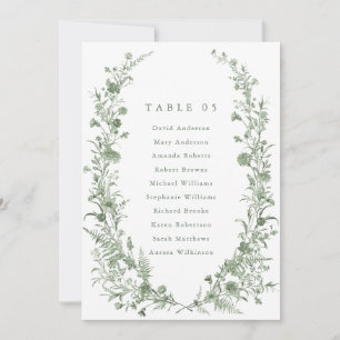 Sage green foliage Spring Chic Seating Chart card 
