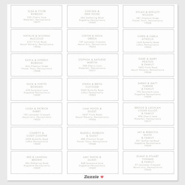 Sage Green Font Guest Address Sticker (Sheet)