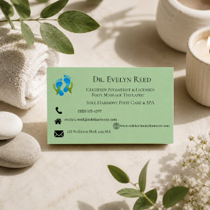 Sage Green Foot Massage Therapist Business Card