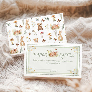 Sage Green Forest Baby Shower Diaper Raffle Ticket Enclosure Card