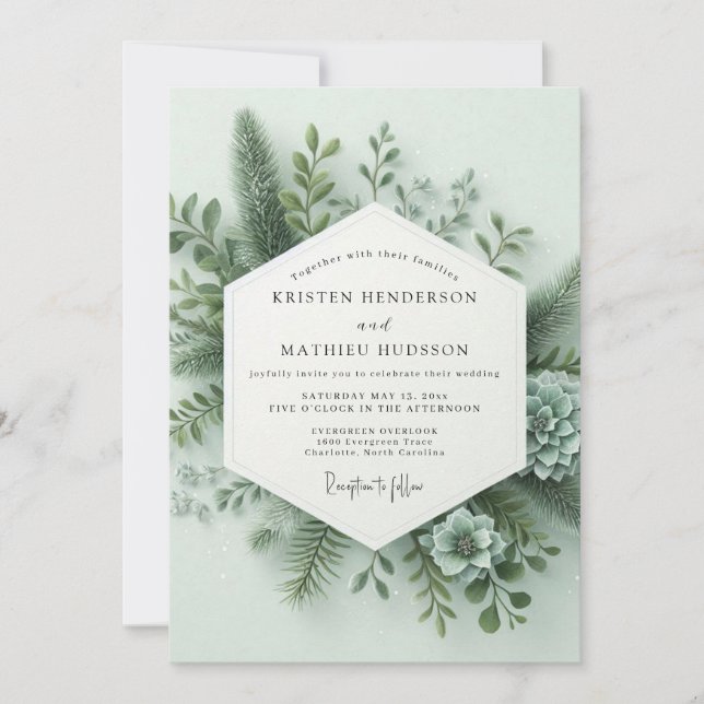Sage Green Forest Flora Wedding Invitation (Front)