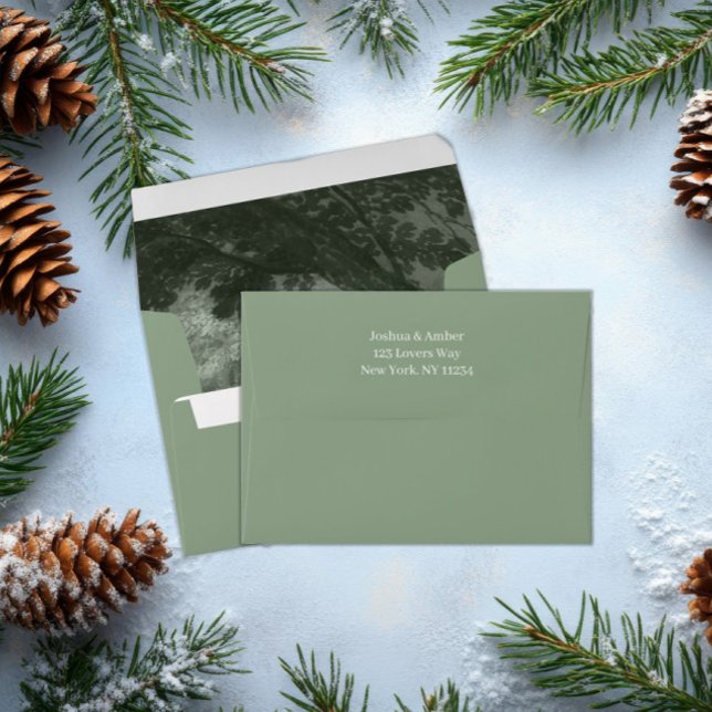 Sage Green Forest Rustic Woodland Wedding Envelope (Creator Uploaded)