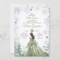 Sage Green Forest Winter Princess Mis Quince