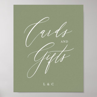 Sage Green Formal Calligraphy Wedding Cards Gifts Poster