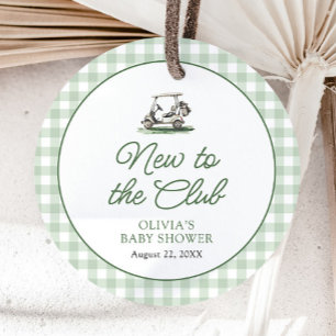 Sage Green Frame Golf New to the Club Baby Shower Favor Tags