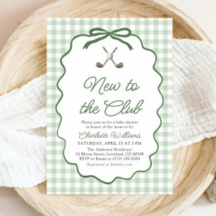 Sage Green Frame Golf New to the Club Baby Shower Invitation