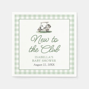 Sage Green Frame Golf New to the Club Baby Shower Napkins