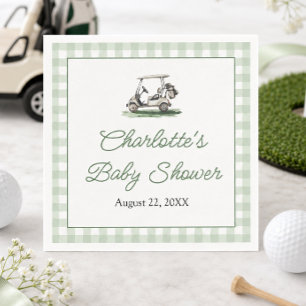 Sage Green Frame Golf New to the Club Baby Shower Napkins