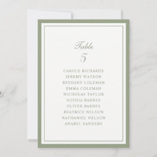 Sage Green Frame Wedding Table Seating Chart Card