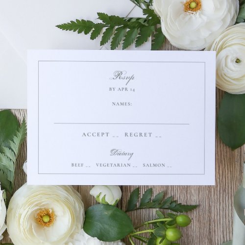 Sage Green Framed Elegant Monogram Wedding RSVP Card