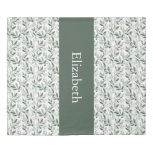 Sage Green French Country Olive Custom Name Duvet Cover